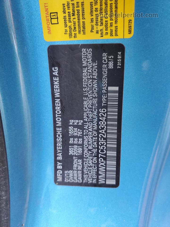 2015 Mini Cooper S Синий vin: WMWXP7C53F2A38426