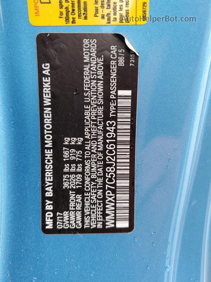 2018 Mini Cooper S Blue vin: WMWXP7C58J2C61943