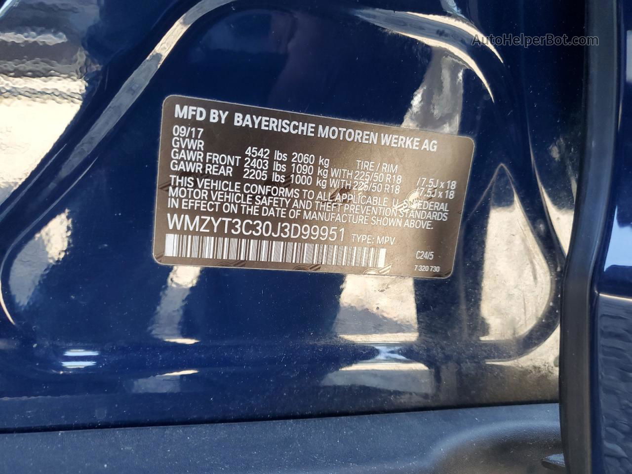 2018 Mini Cooper S Countryman Синий vin: WMZYT3C30J3D99951
