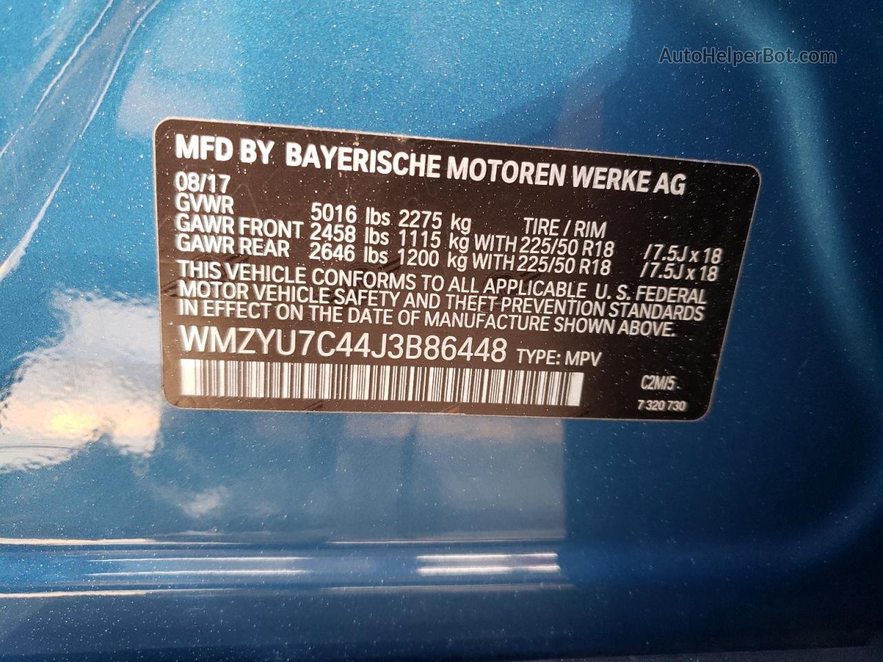 2018 Mini Cooper S E Countryman All4 Blue vin: WMZYU7C44J3B86448