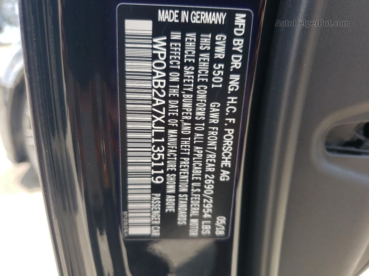 2018 Porsche Panamera 4s Black vin: WP0AB2A7XJL135119