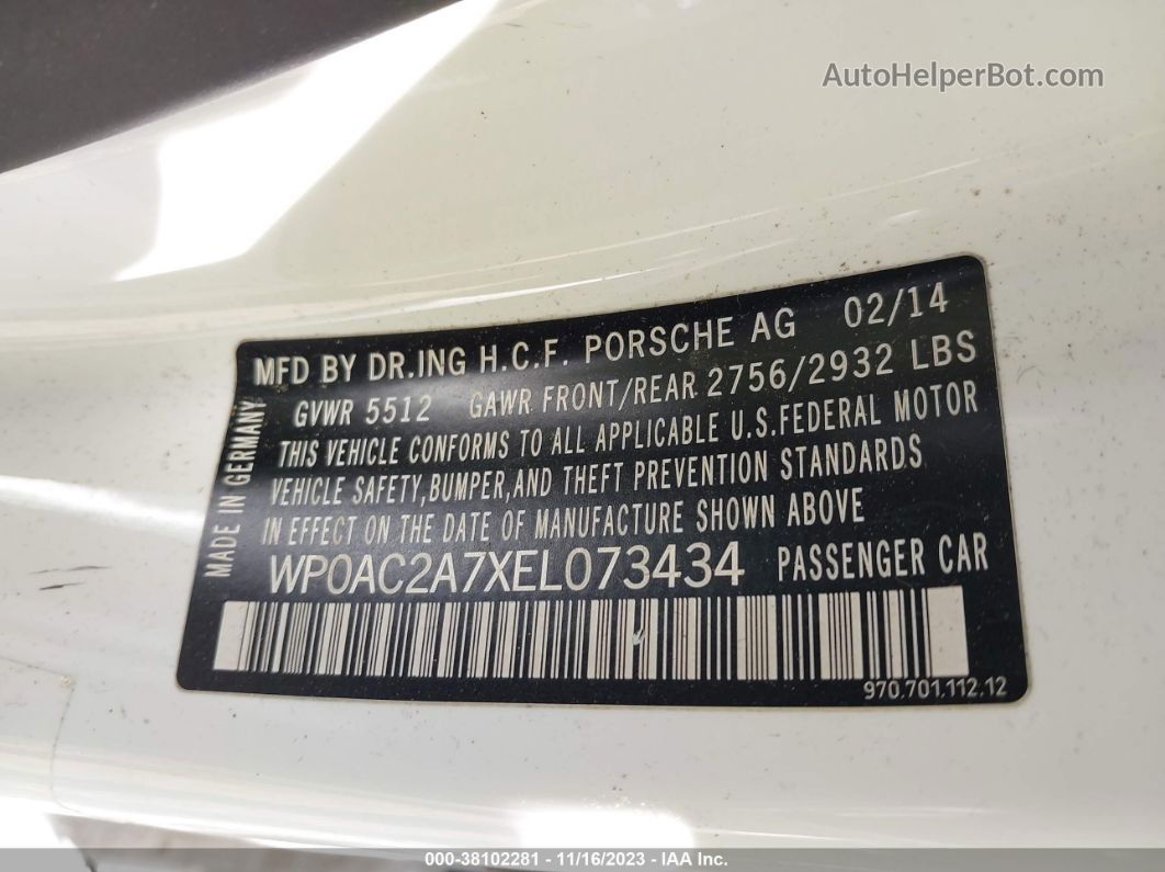 2014 Porsche Panamera Turbo Белый vin: WP0AC2A7XEL073434