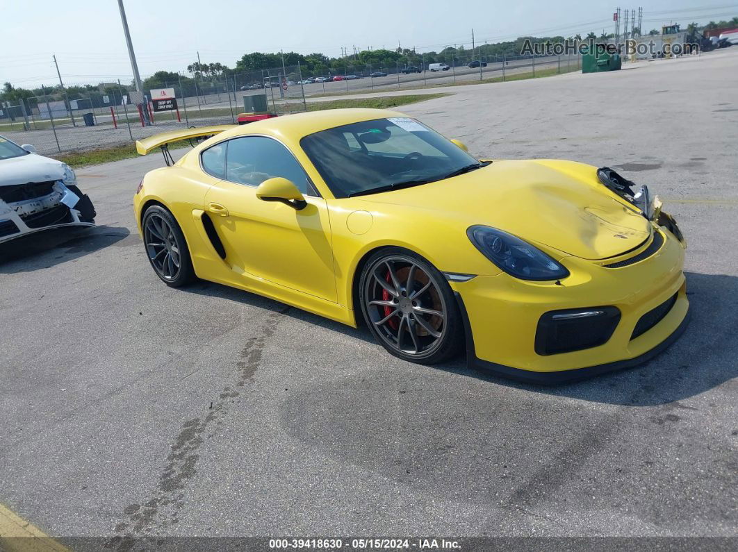 2016 Porsche Cayman Gt4 Yellow vin: WP0AC2A85GK197886