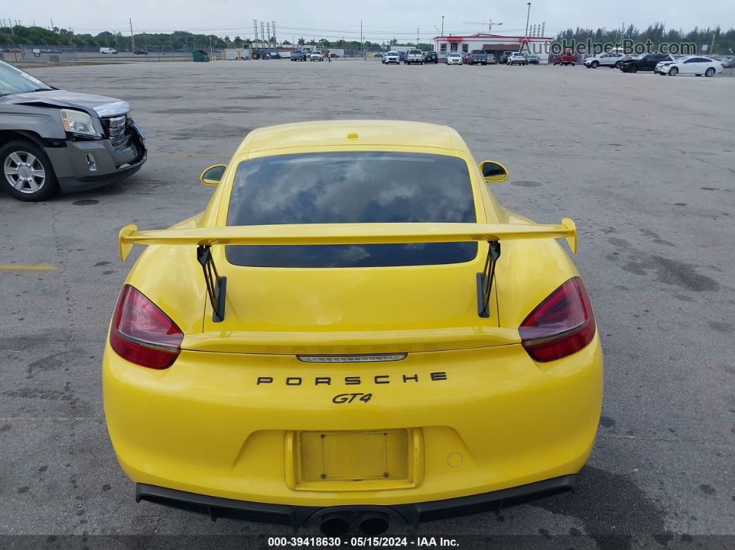 2016 Porsche Cayman Gt4 Yellow vin: WP0AC2A85GK197886