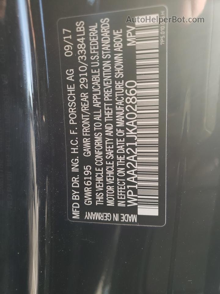 2018 Porsche Cayenne  Black vin: WP1AA2A21JKA02860