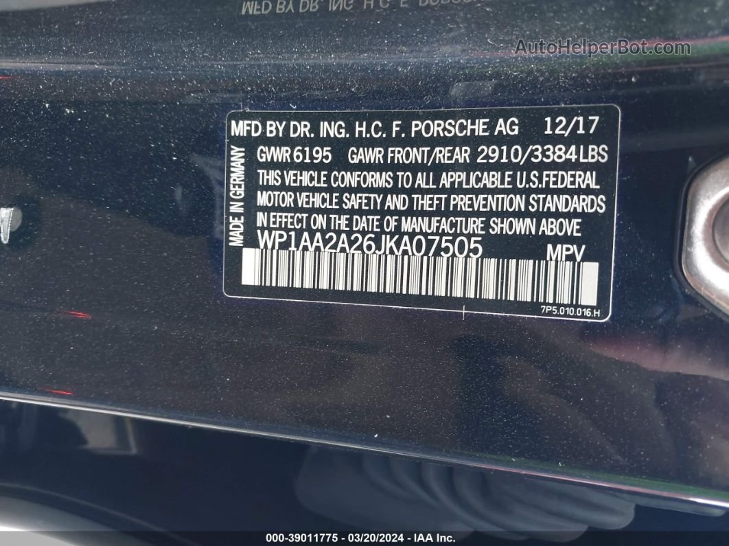 2018 Porsche Cayenne   Dark Blue vin: WP1AA2A26JKA07505