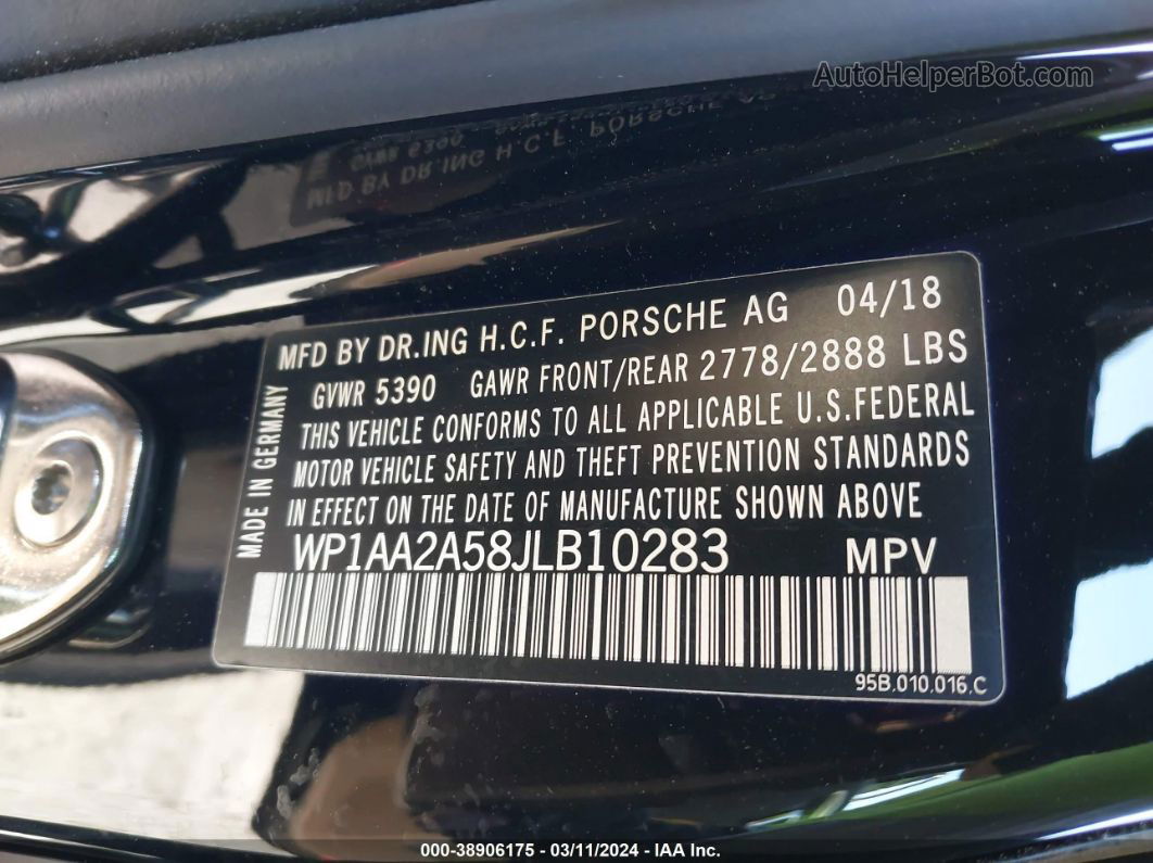 2018 Porsche Macan   Black vin: WP1AA2A58JLB10283