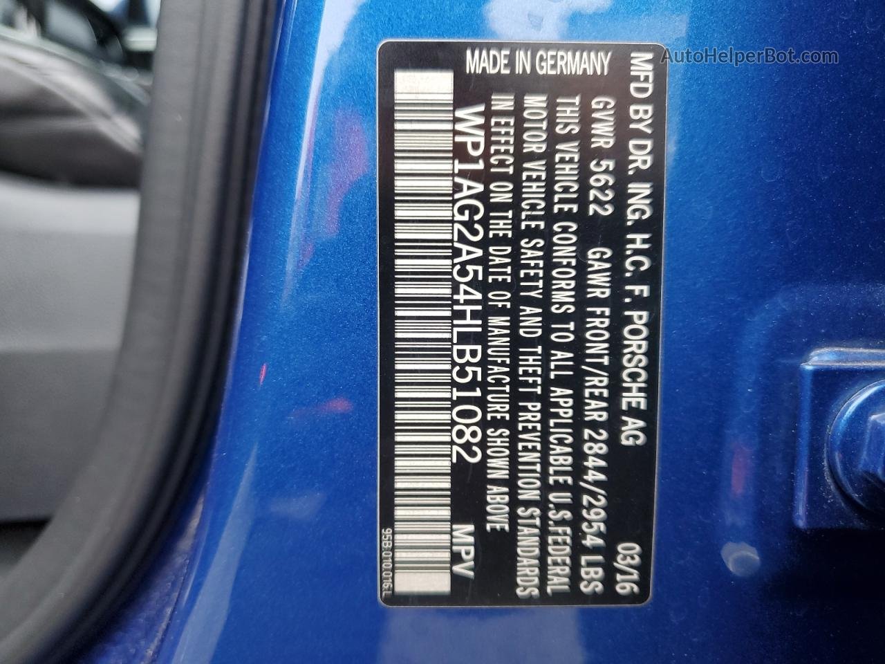 2017 Porsche Macan Gts Синий vin: WP1AG2A54HLB51082