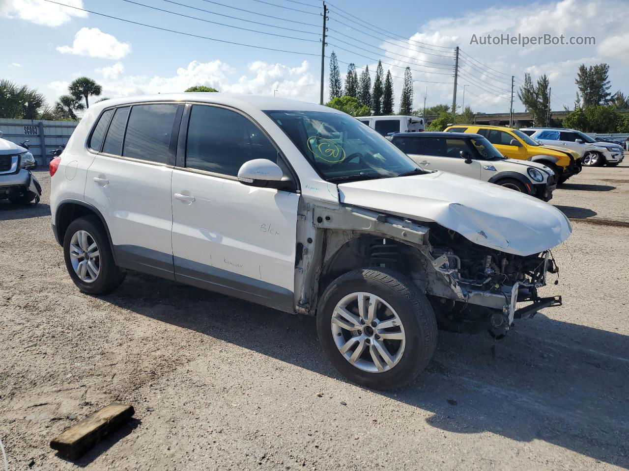 2013 Volkswagen Tiguan S Белый vin: WVGAV3AX0DW613575