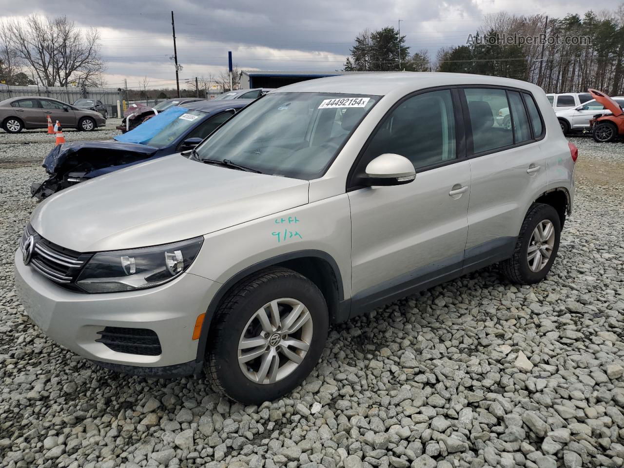 2013 Volkswagen Tiguan S Silver vin: WVGAV3AX3DW567272