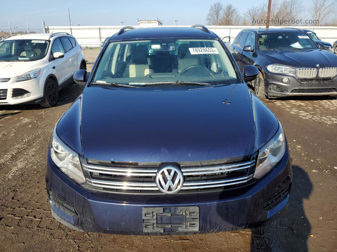 2016 Volkswagen Tiguan S Blue vin: WVGAV7AX1GW604122