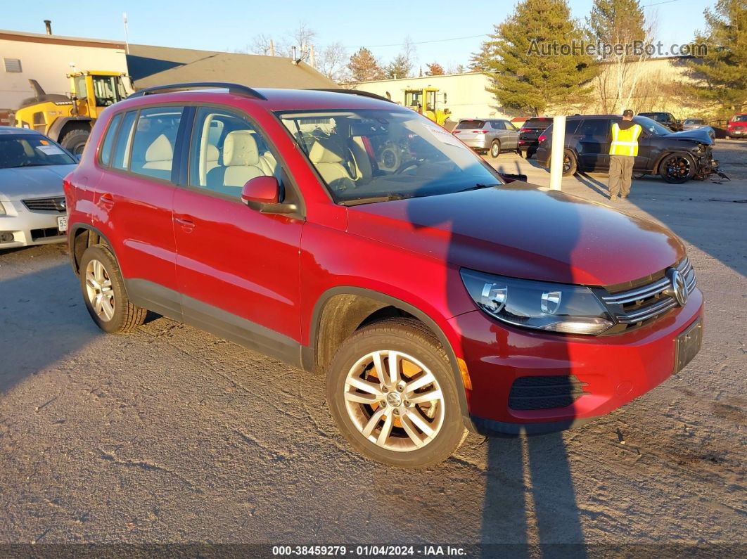 2016 Volkswagen Tiguan S Красный vin: WVGAV7AX3GW061193