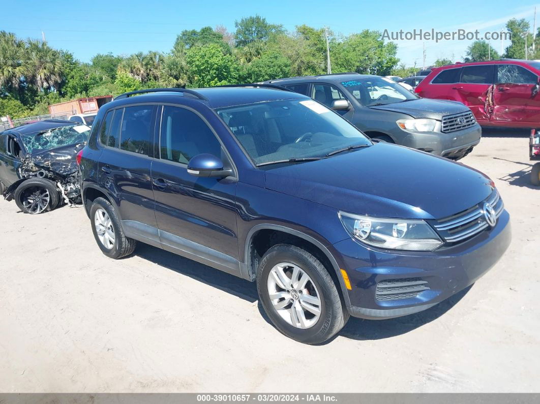 2016 Volkswagen Tiguan S Dark Blue vin: WVGAV7AX6GW590539