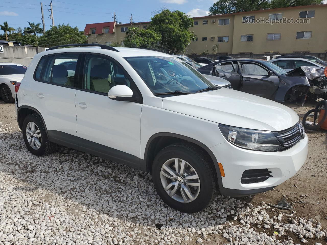 2016 Volkswagen Tiguan S White vin: WVGAV7AX6GW600910