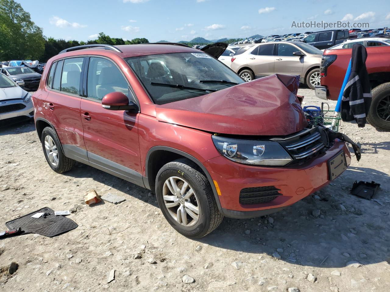 2016 Volkswagen Tiguan S Красный vin: WVGAV7AXXGW003761