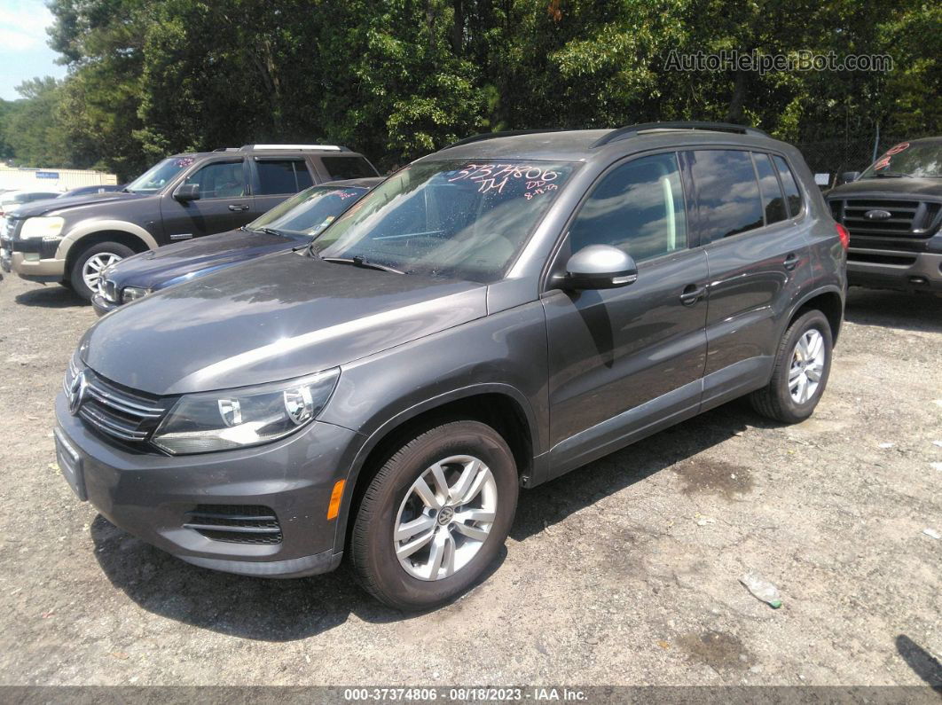 2016 Volkswagen Tiguan S Gray vin: WVGAV7AXXGW556457