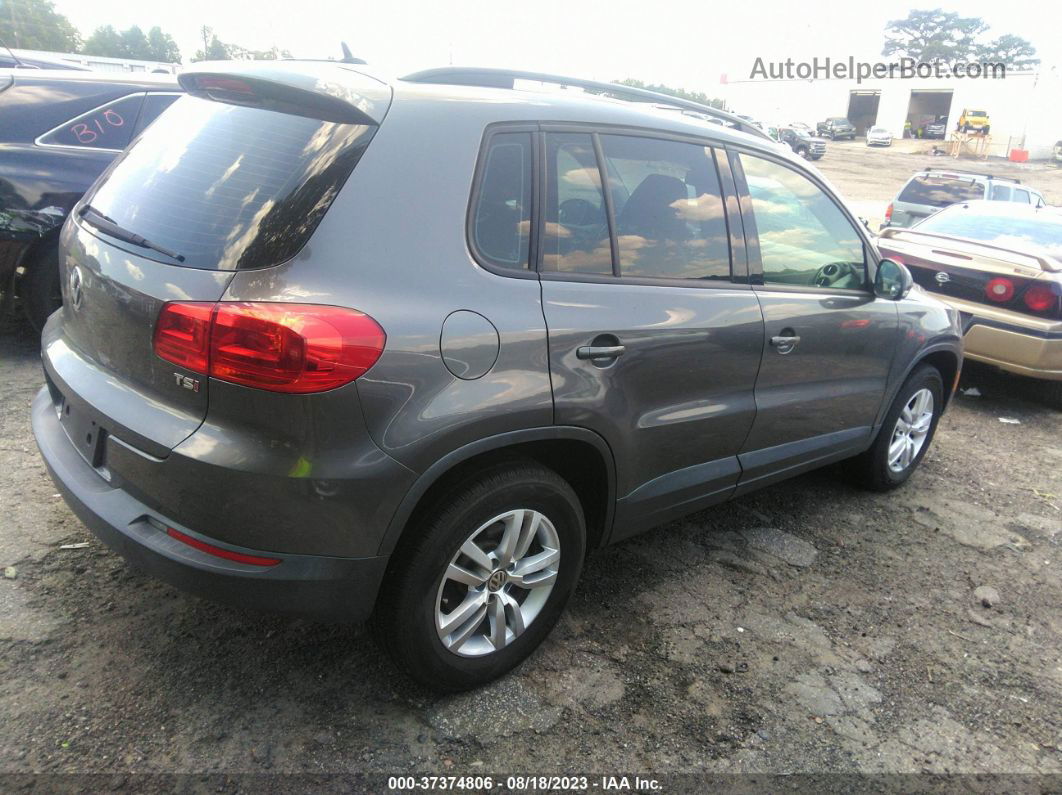 2016 Volkswagen Tiguan S Gray vin: WVGAV7AXXGW556457