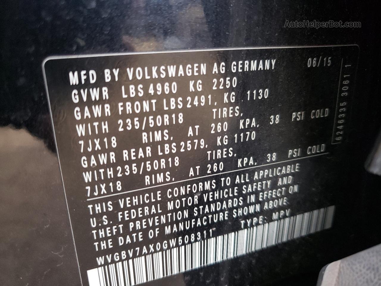 2016 Volkswagen Tiguan S Black vin: WVGBV7AX0GW508311