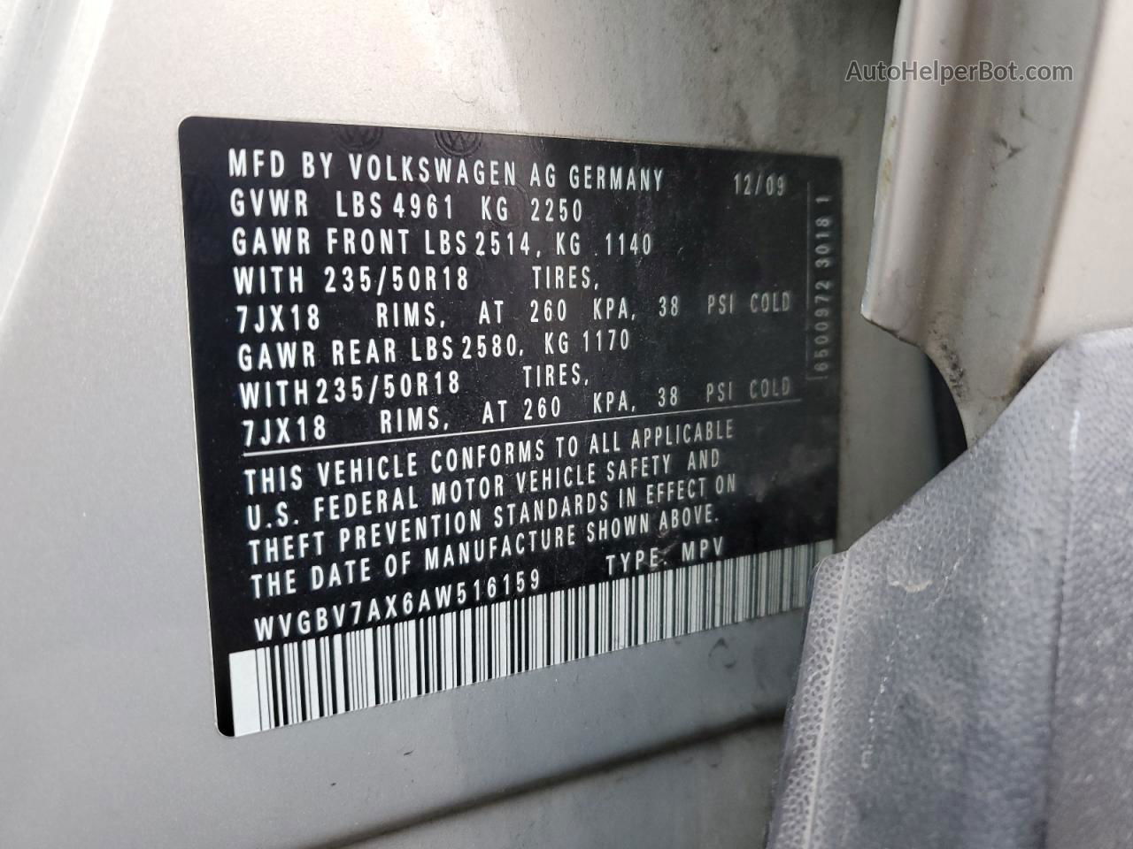 2010 Volkswagen Tiguan Se Silver vin: WVGBV7AX6AW516159