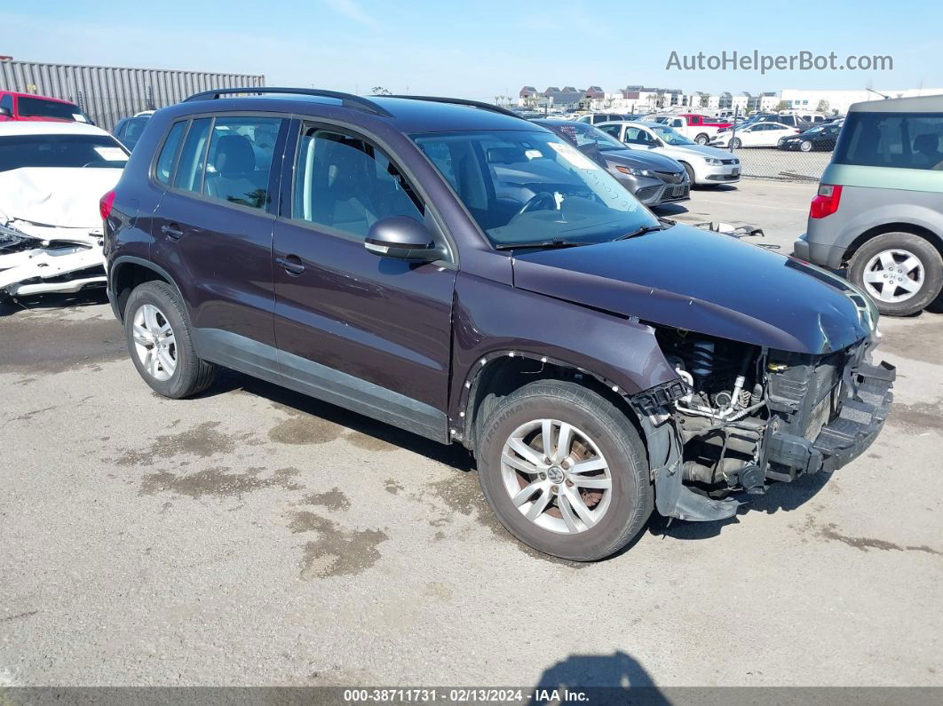 2016 Volkswagen Tiguan S Burgundy vin: WVGBV7AX7GW590196