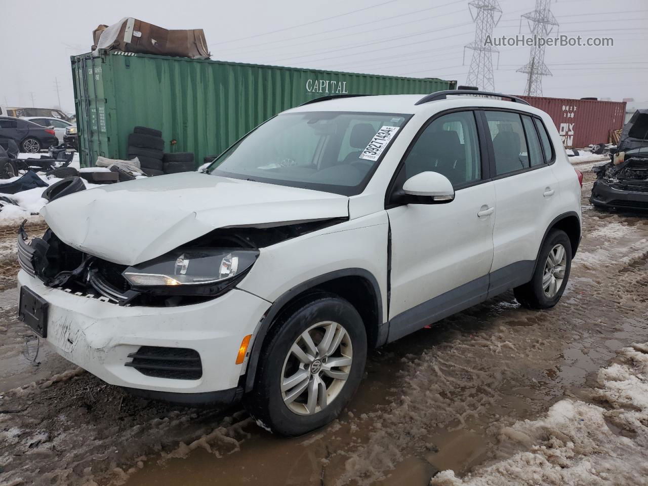 2016 Volkswagen Tiguan S White vin: WVGBV7AXXGW526363