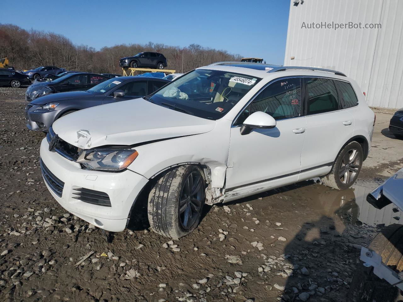 2014 Volkswagen Touareg V6 White vin: WVGEF9BP5ED009498