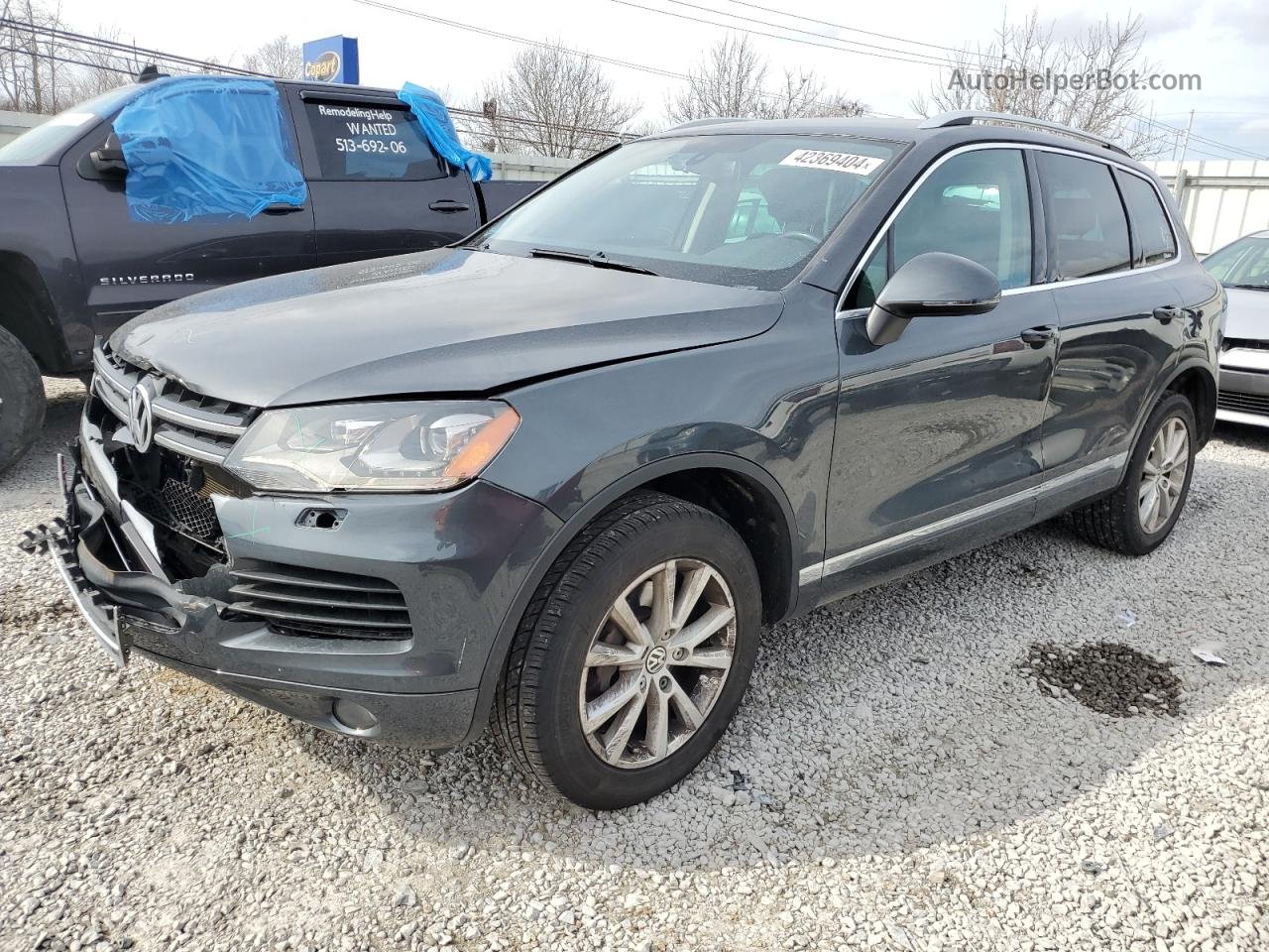 2013 Volkswagen Touareg V6 Gray vin: WVGEF9BP7DD009257