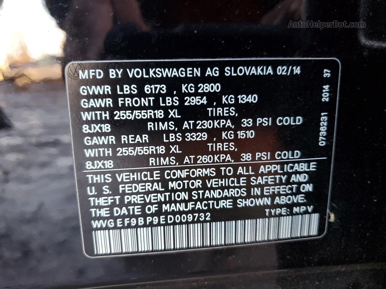 2014 Volkswagen Touareg V6 Черный vin: WVGEF9BP9ED009732