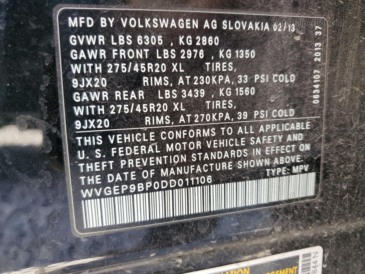 2013 Volkswagen Touareg V6 Tdi Черный vin: WVGEP9BP0DD011106