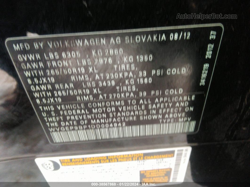 2013 Volkswagen Touareg Tdi Lux Черный vin: WVGEP9BP1DD004942