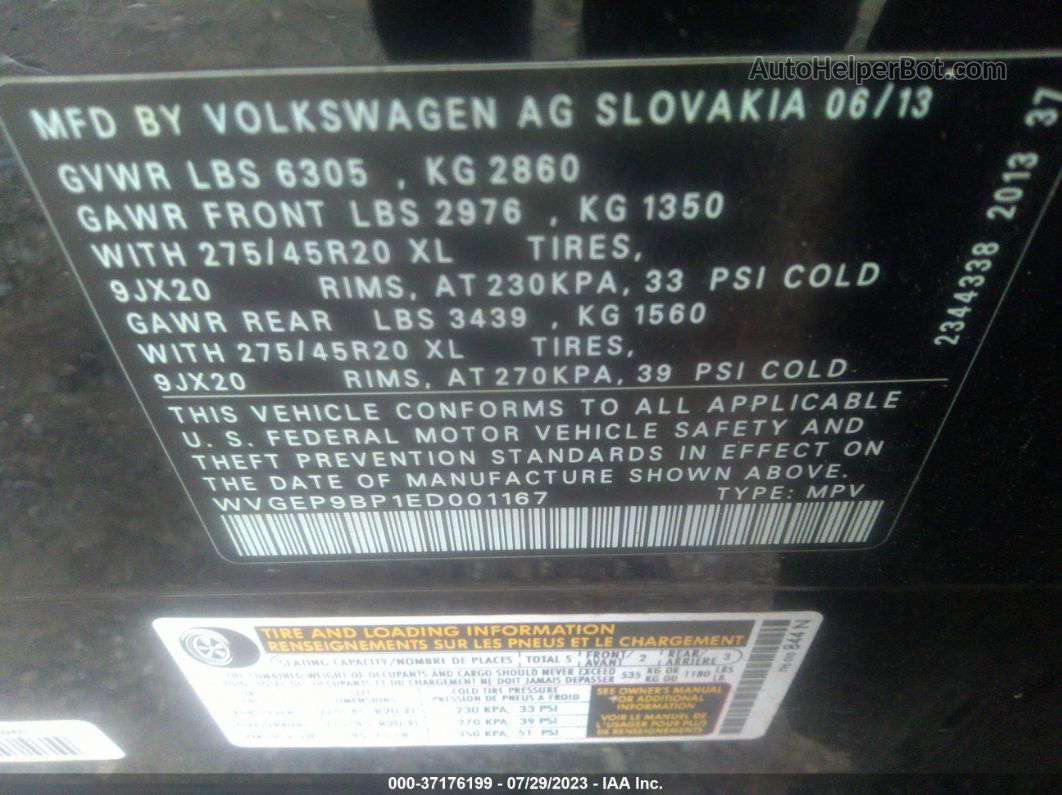 2014 Volkswagen Touareg Tdi Executive Black vin: WVGEP9BP1ED001167