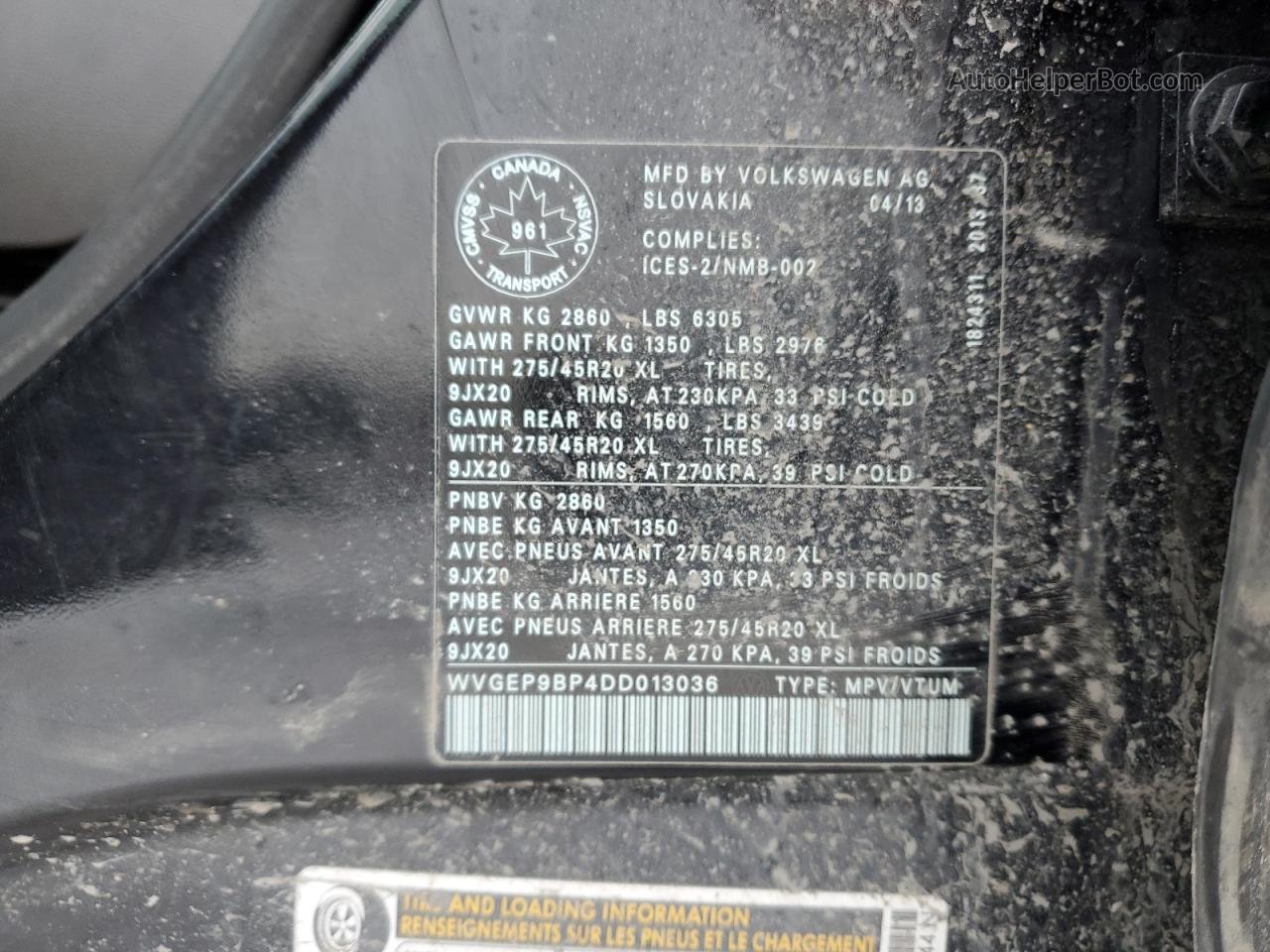 2013 Volkswagen Touareg V6 Tdi Black vin: WVGEP9BP4DD013036