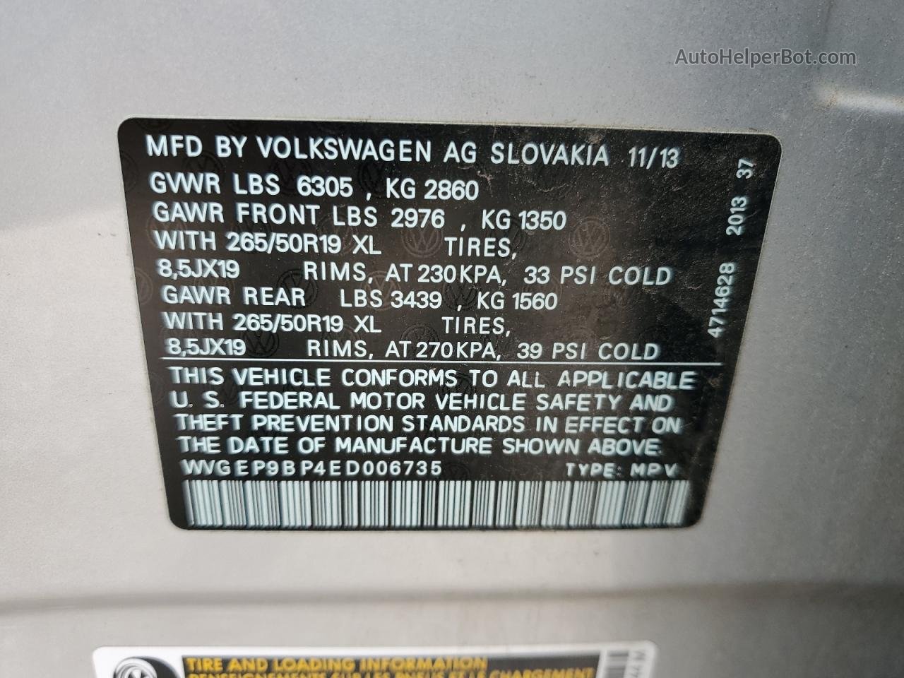 2014 Volkswagen Touareg V6 Tdi Silver vin: WVGEP9BP4ED006735