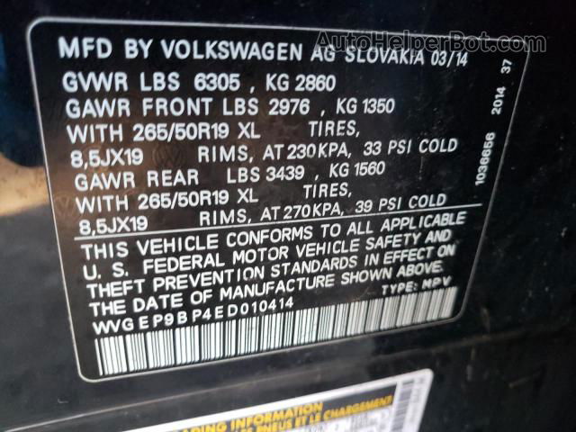 2014 Volkswagen Touareg V6 Tdi Blue vin: WVGEP9BP4ED010414