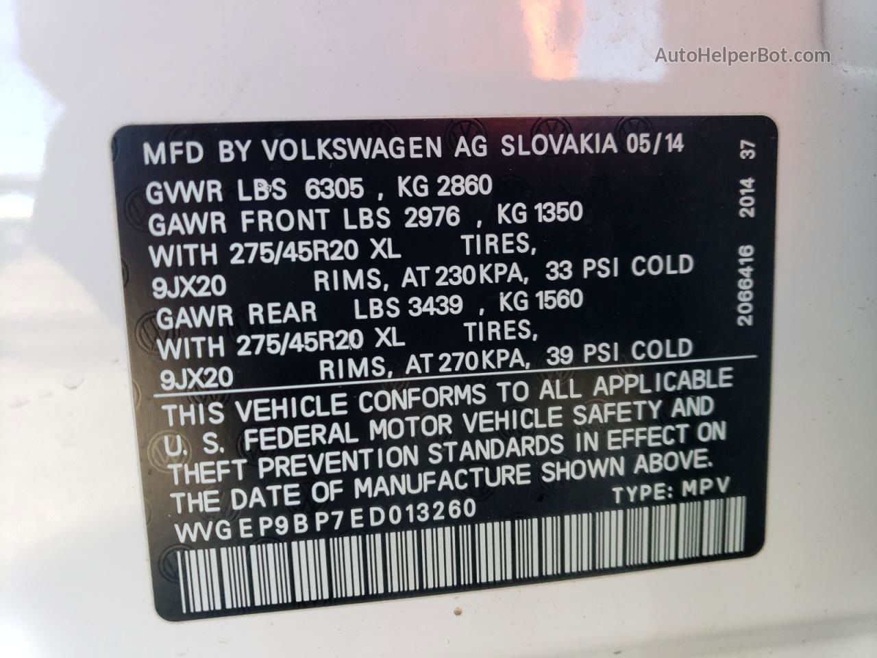 2014 Volkswagen Touareg V6 Tdi White vin: WVGEP9BP7ED013260