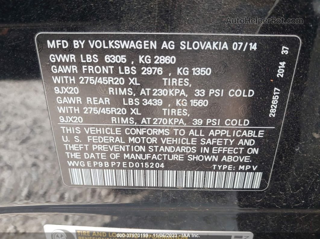 2014 Volkswagen Touareg Tdi Executive Black vin: WVGEP9BP7ED015204
