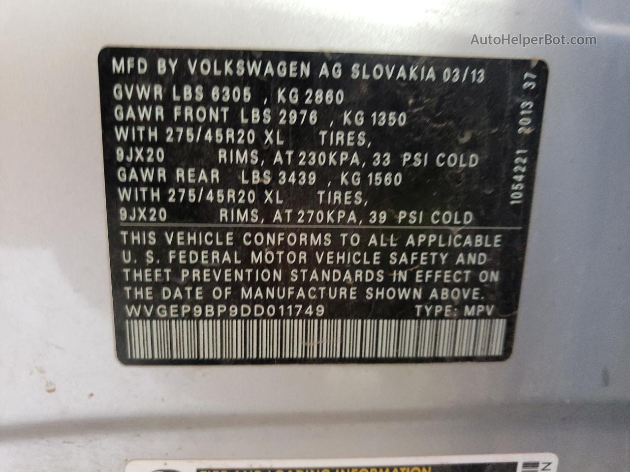 2013 Volkswagen Touareg V6 Tdi Silver vin: WVGEP9BP9DD011749