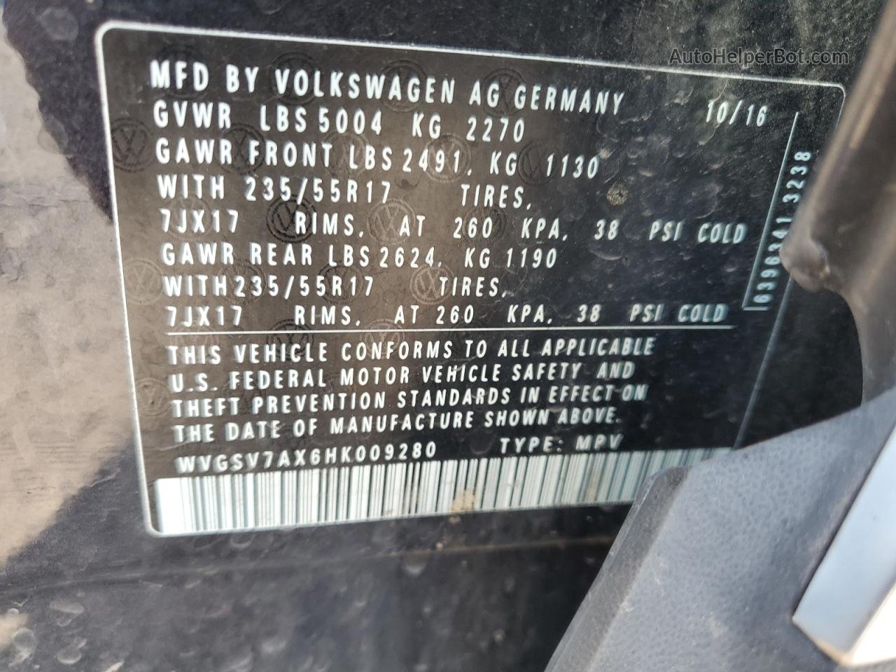 2017 Volkswagen Tiguan Wolfsburg Black vin: WVGSV7AX6HK009280