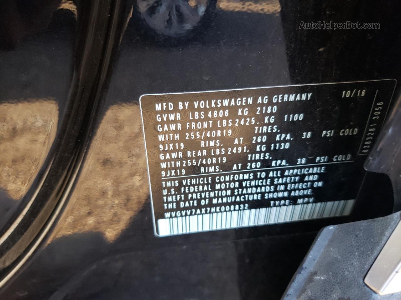 2017 Volkswagen Tiguan Sel Black vin: WVGVV7AX7HK008832