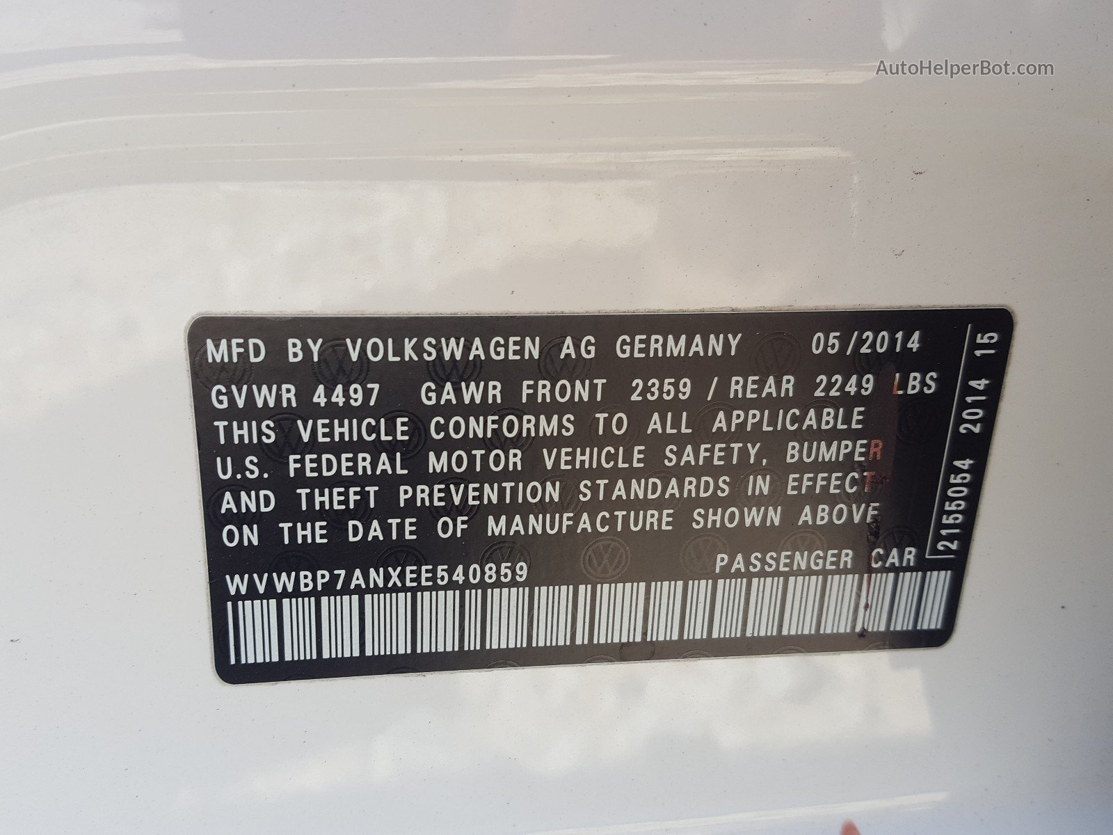 2014 Volkswagen Cc Sport Белый vin: WVWBP7ANXEE540859