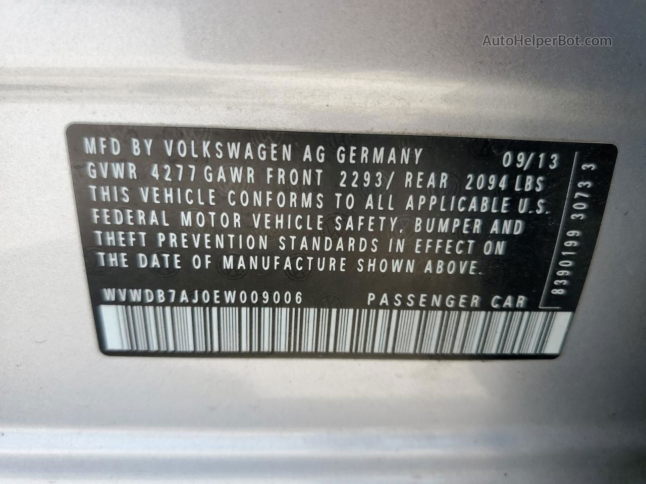 2014 Volkswagen Golf  Silver vin: WVWDB7AJ0EW009006