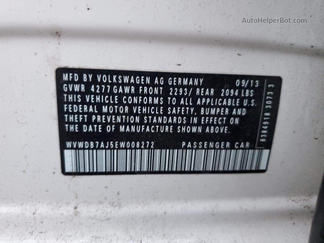 2014 Volkswagen Golf  White vin: WVWDB7AJ5EW008272