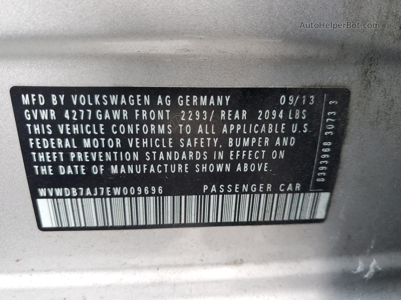 2014 Volkswagen Golf  Серый vin: WVWDB7AJ7EW009696