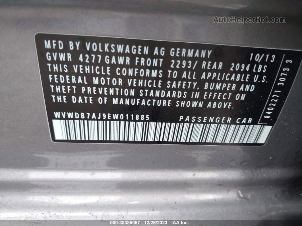 2014 Volkswagen Golf 2.5l Gray vin: WVWDB7AJ9EW011885