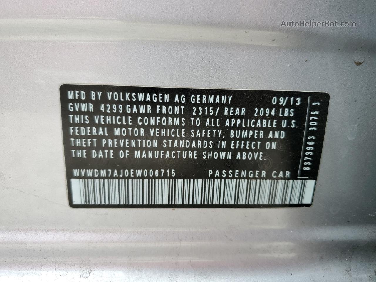 2014 Volkswagen Golf  Silver vin: WVWDM7AJ0EW006715