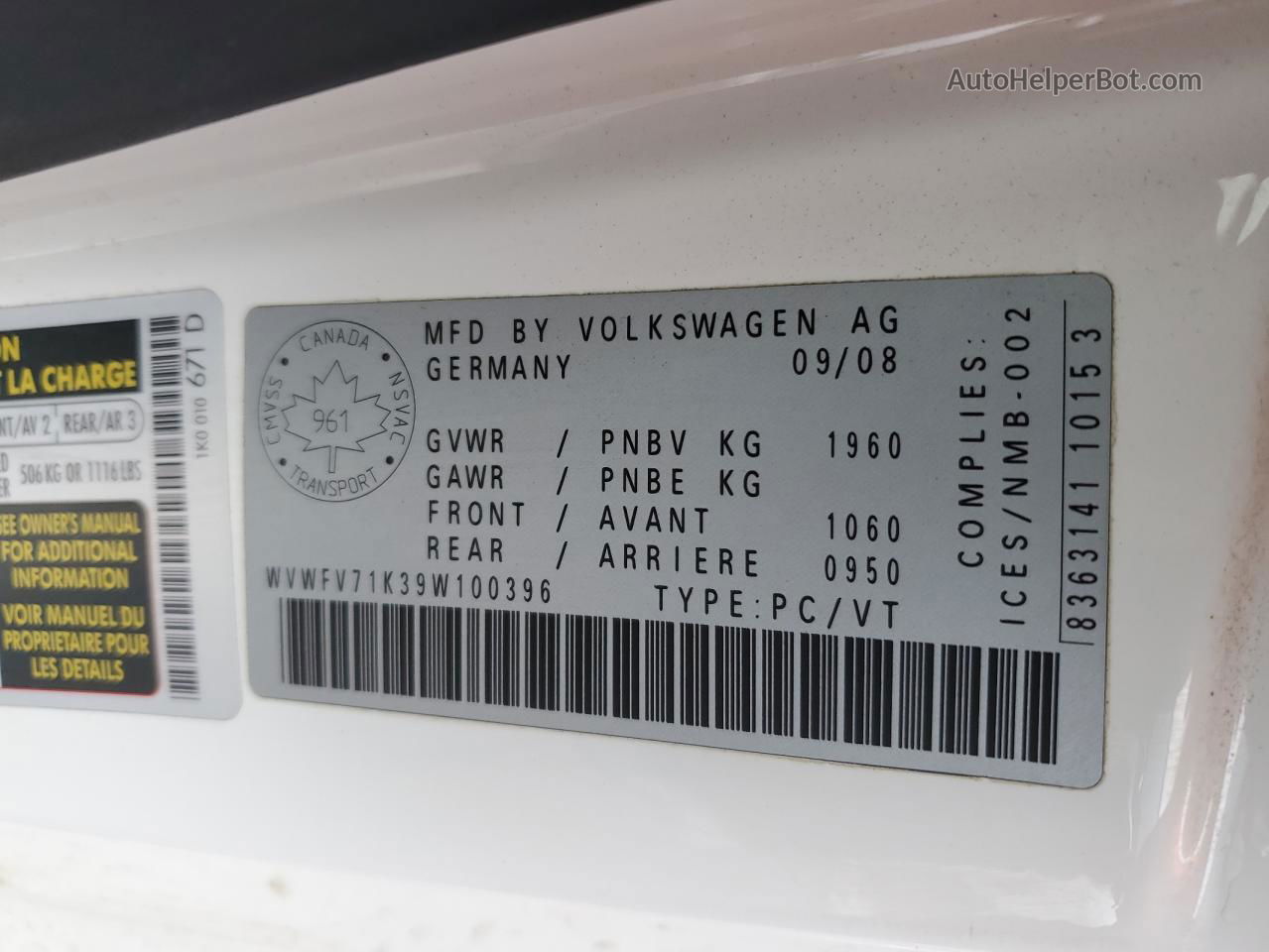 2009 Volkswagen Gti  White vin: WVWFV71K39W100396