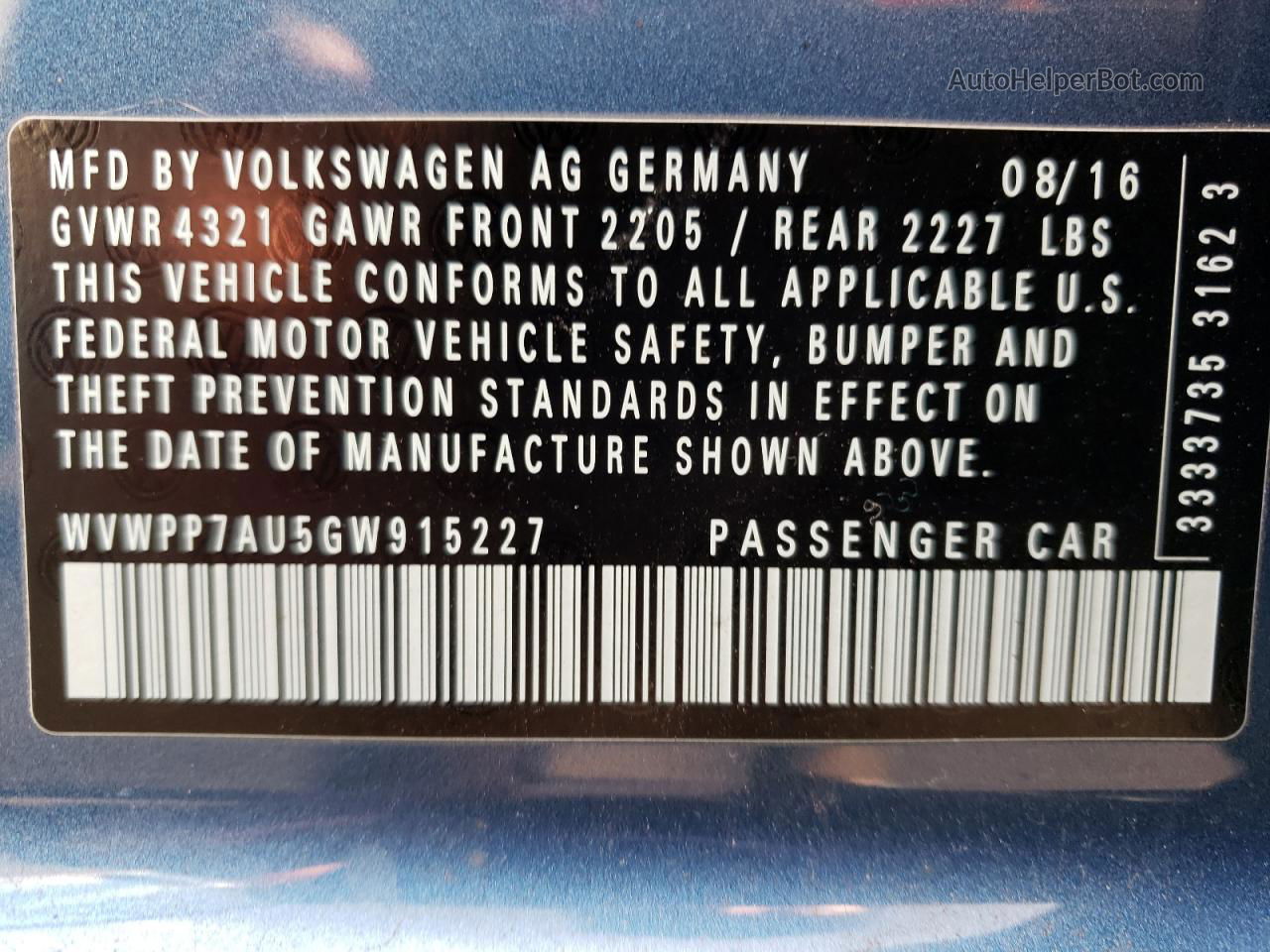 2016 Volkswagen E-golf Sel Premium Blue vin: WVWPP7AU5GW915227