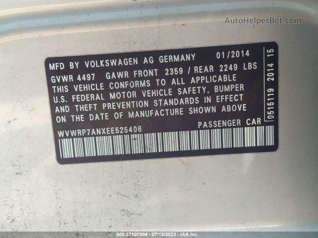 2014 Volkswagen Cc Executive Silver vin: WVWRP7ANXEE525406