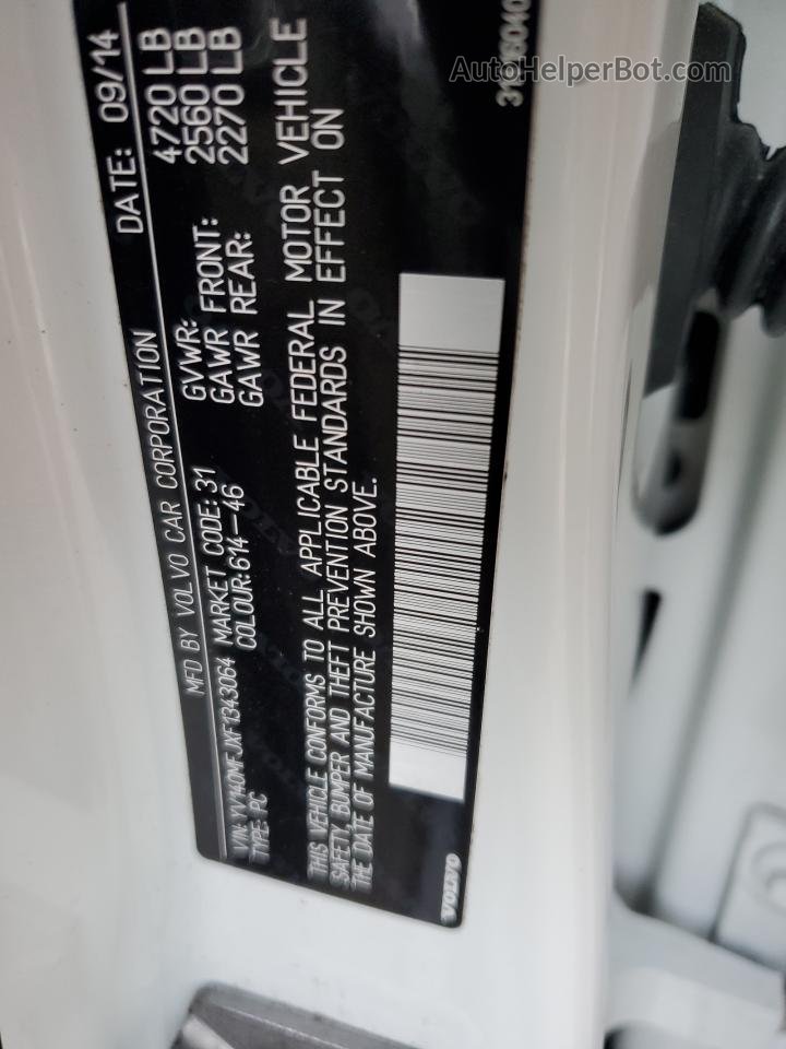 2015 Volvo S60  White vin: YV140MFJXF1343064