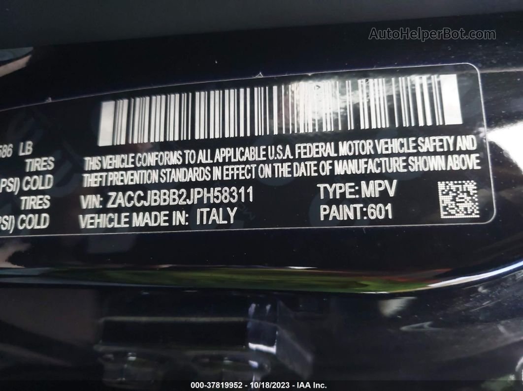 2018 Jeep Renegade Latitude 4x4 Черный vin: ZACCJBBB2JPH58311